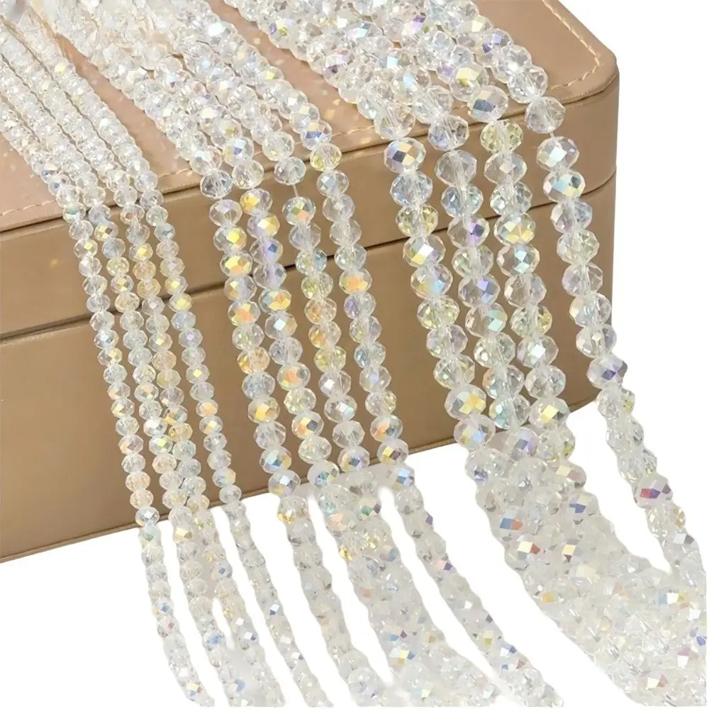 Glass Beads Loose Beads 3/4/6/8/10mm Transparent Faceted Spacer Beads Handmade Crafts Pre-Drilled Jewelry Beads Craft Supplies