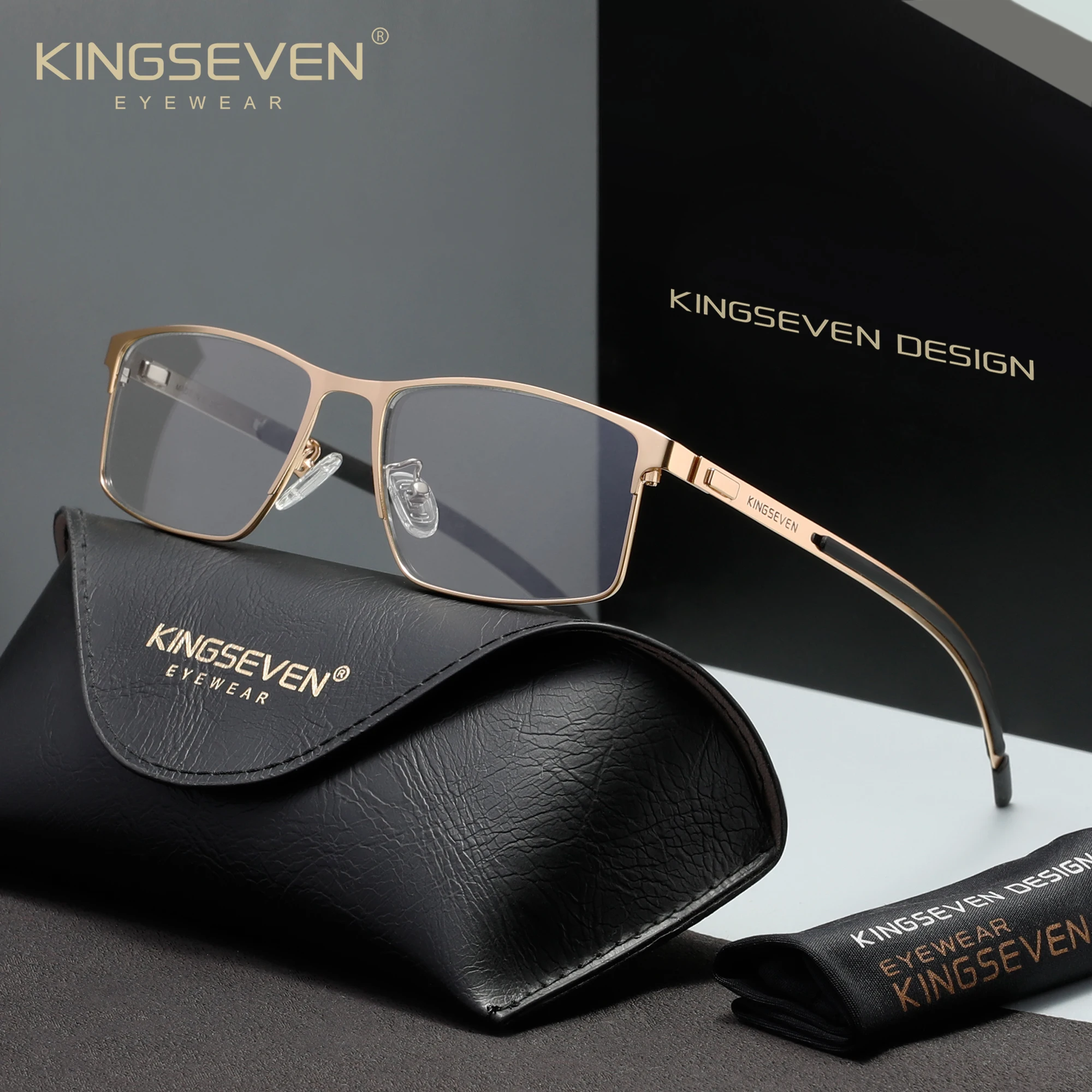KINGSEVEN Neue Blaulichtfilter-Brille mit quadratischem Rahmen, Computer-Gaming-Brille, Anti-Blaulicht-Schutz, transparente Gläser, Unisex-Brille