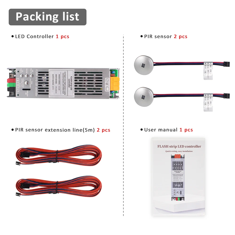 DC 24V 400W  2 in 1 Stair Light Controller with Motion Sensor Delay OFF Staircase Controler for LED Running Water Strip Lights