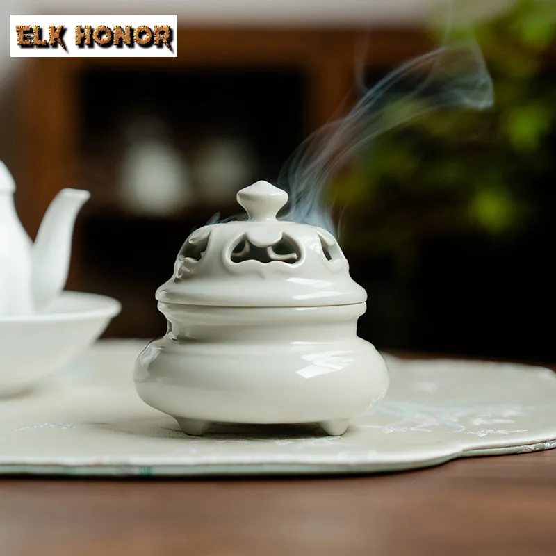 Retro Grass Ash Three-legged Pagoda Incense Holder Mist Smoking Steamers Incense Burners Consecrate Censer Tea Items Ornaments
