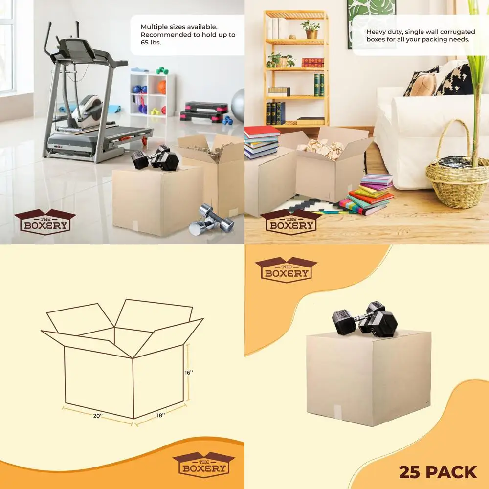 

20x18x16 Inches ECT44 Brown Corrugated Cardboard Boxes, 25-Pack - Ideal for Mailing, Packing, Moving, Storage, and Recycling