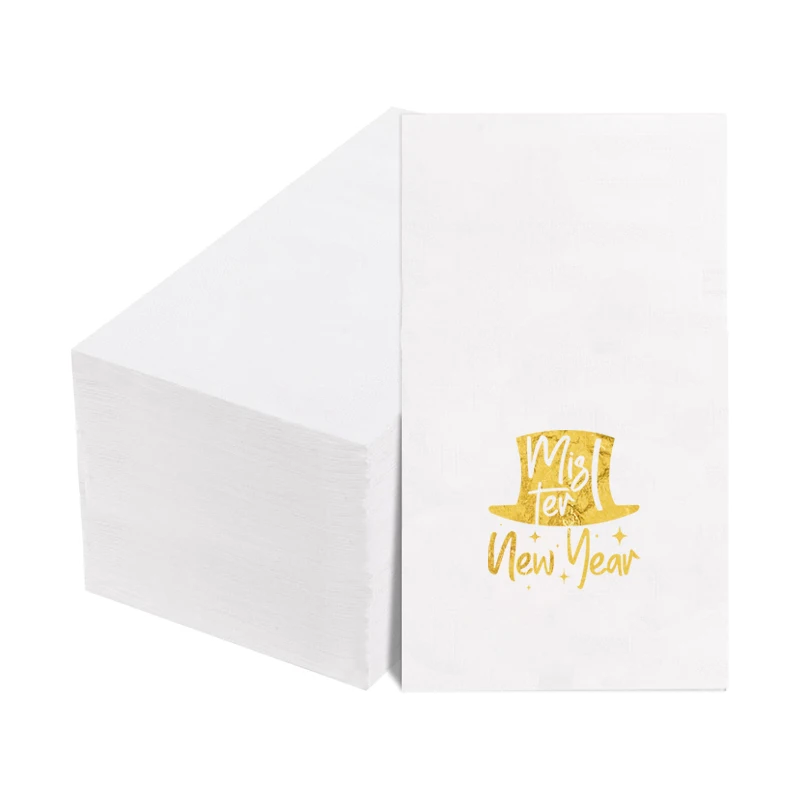 100Pcs  25×25CM  3-layer Gold foil napkin Convenient pull-out soft outdoor exercise