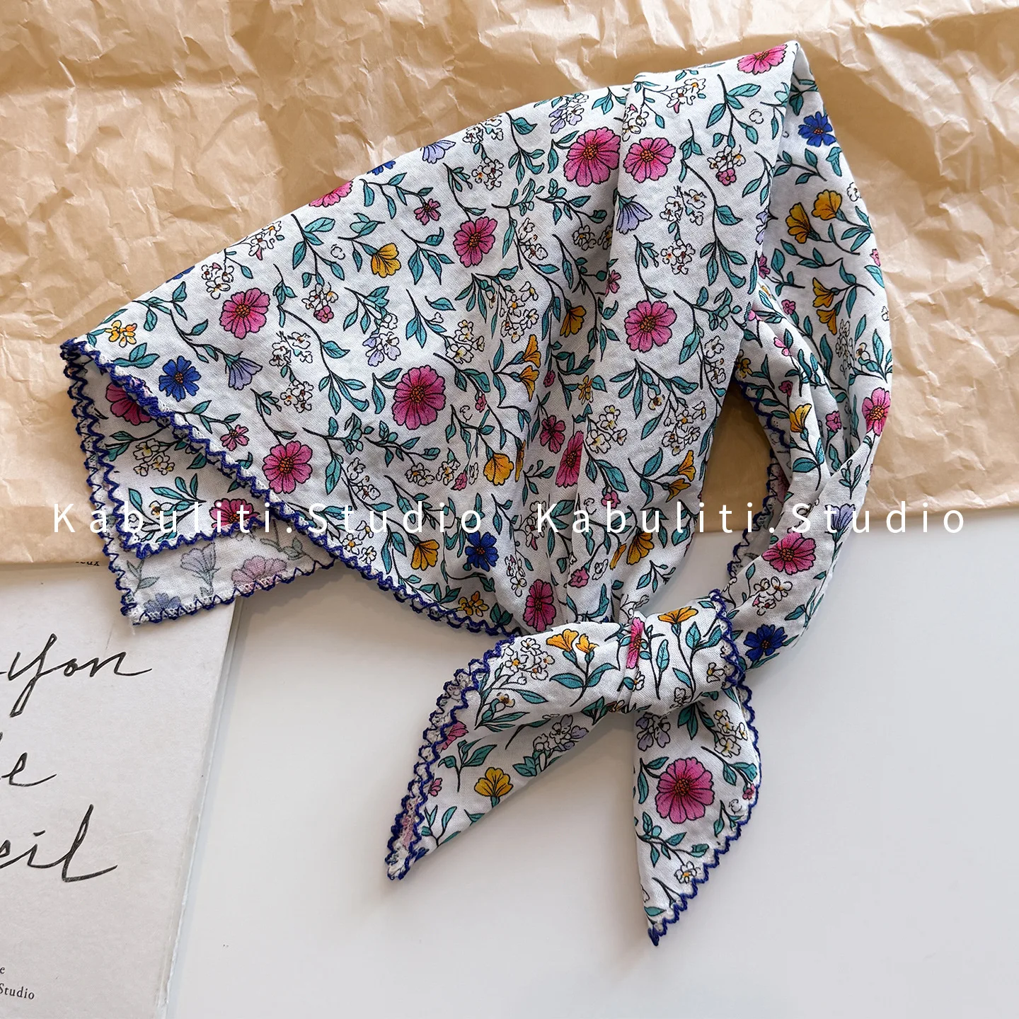 Bandana Chiffon Purple Daisy Floral UV Protection Neck Scarf Hair Wrap for Women Shirt Matching Lightweight Soft Durable