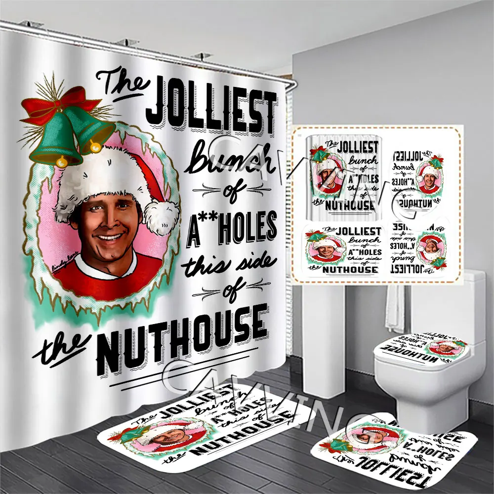 NATIONAL LAMPOON\'S CHRISTMAS VACATION  3D Shower Curtains Waterproof Bathroom Curtain Anti-slip Bath Mat Set Toilet Rugs    F01