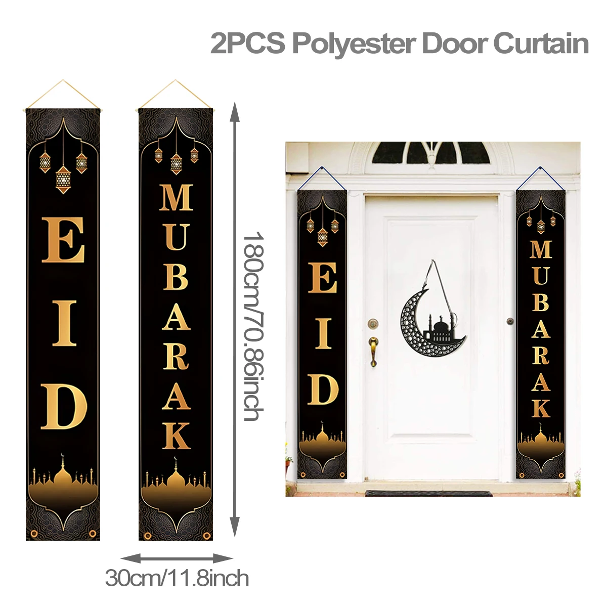 Eid Mubarak Door Banner Ramadan Decoration for Home Ramadan Kareem Flag Islamic Muslim EID AL Adha Party Decor Gifts