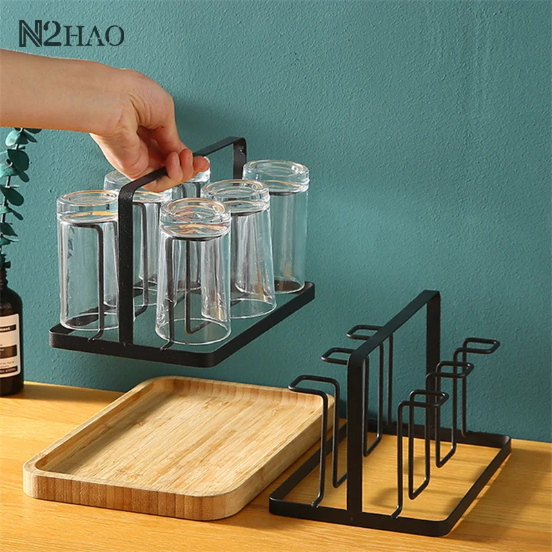 

Steel Bottle Cup Hanging Drying Rack 6 Hook Organizer For Drinking Glass Containers With Protective Rubber Ends Hooks