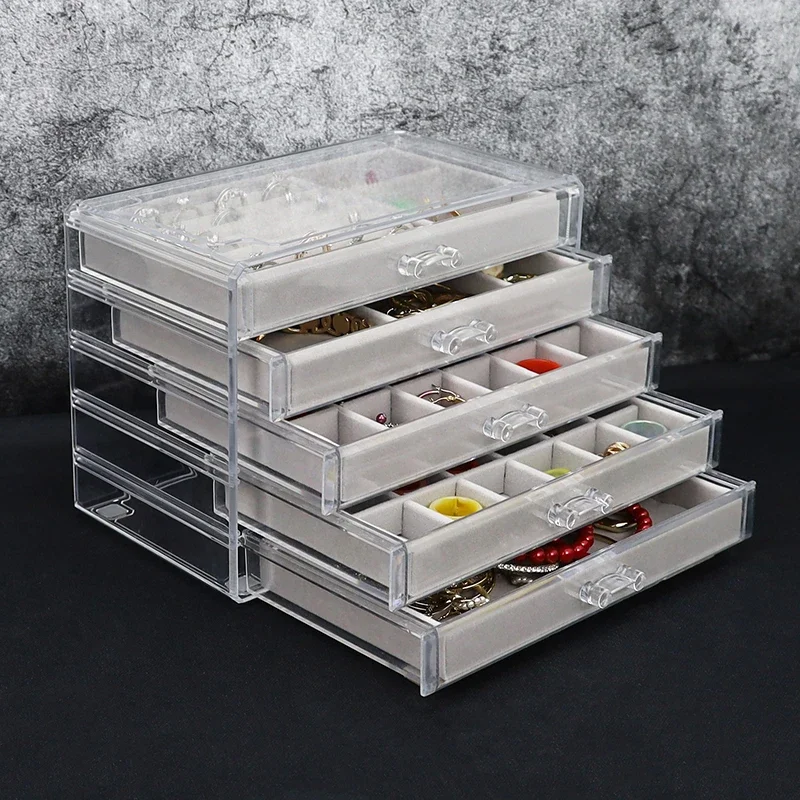 Acrylic Jewelry Boxes Organizer Personalized Earrings Necklace Ring Storage Box Jewelry Box for Women Display Case Stand