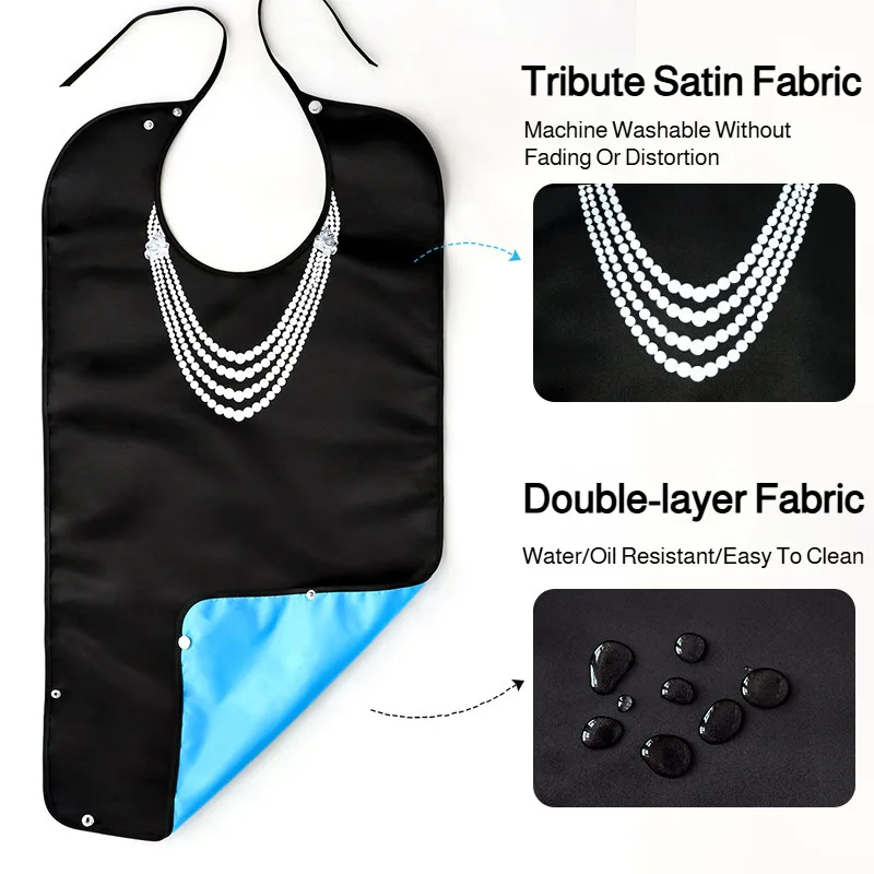 Adult Waterproof Anti-Oil Dining Bib Comfortable Soft Elderly Meal Apron Reusable Food Catcher for Patients and Seniors