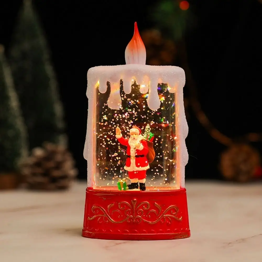 

Swirling Water Christmas Candle Lantern Soft Light Battery Operated Crystal Snow Light Flameless Tree Snowman Scene