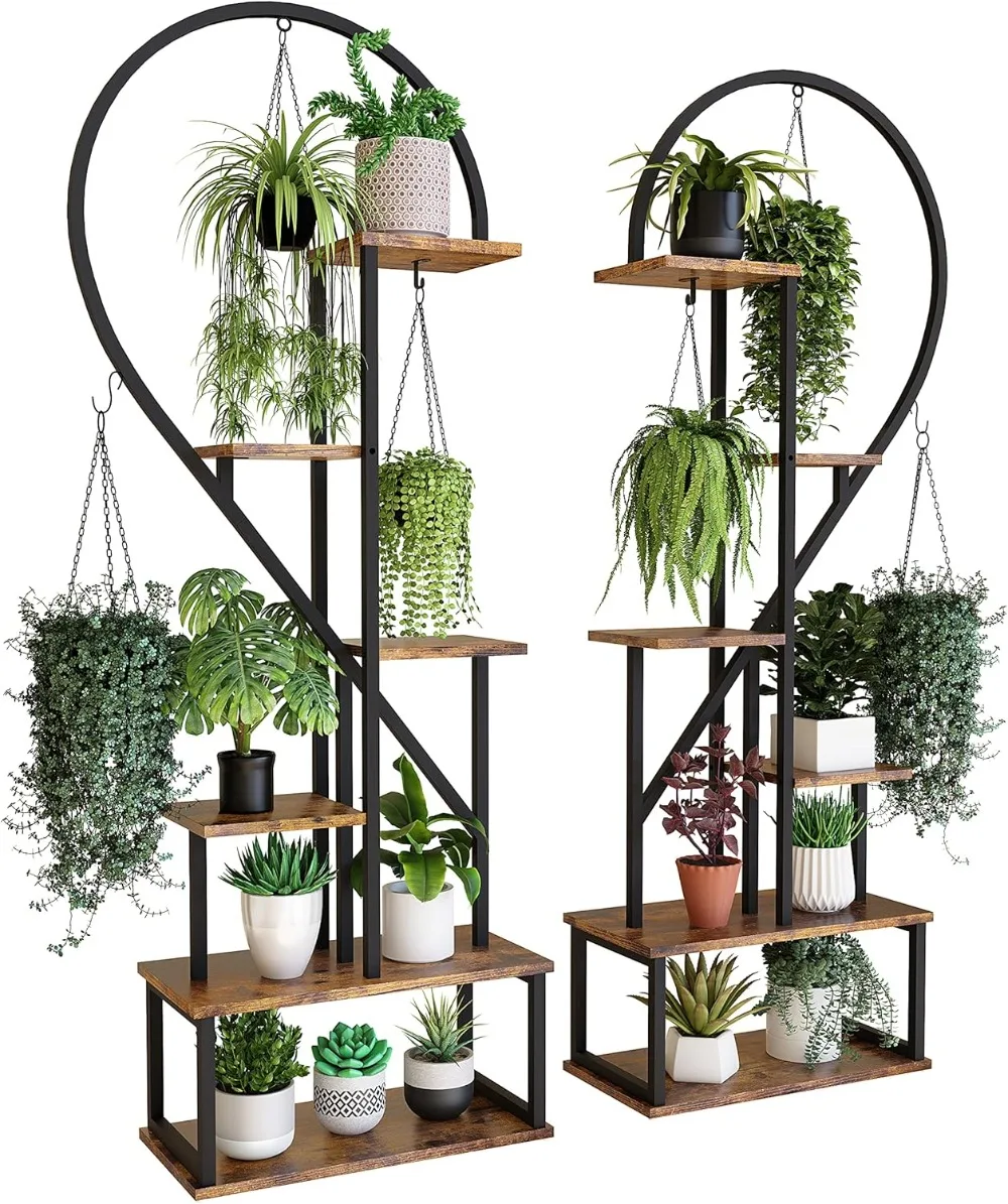 

6 Tier Metal Plants Stand,Ladder Plant Stands for Indoor Plants Multiple,Plant Shelf Rack for Home Patio Lawn Garden (2 Pack)