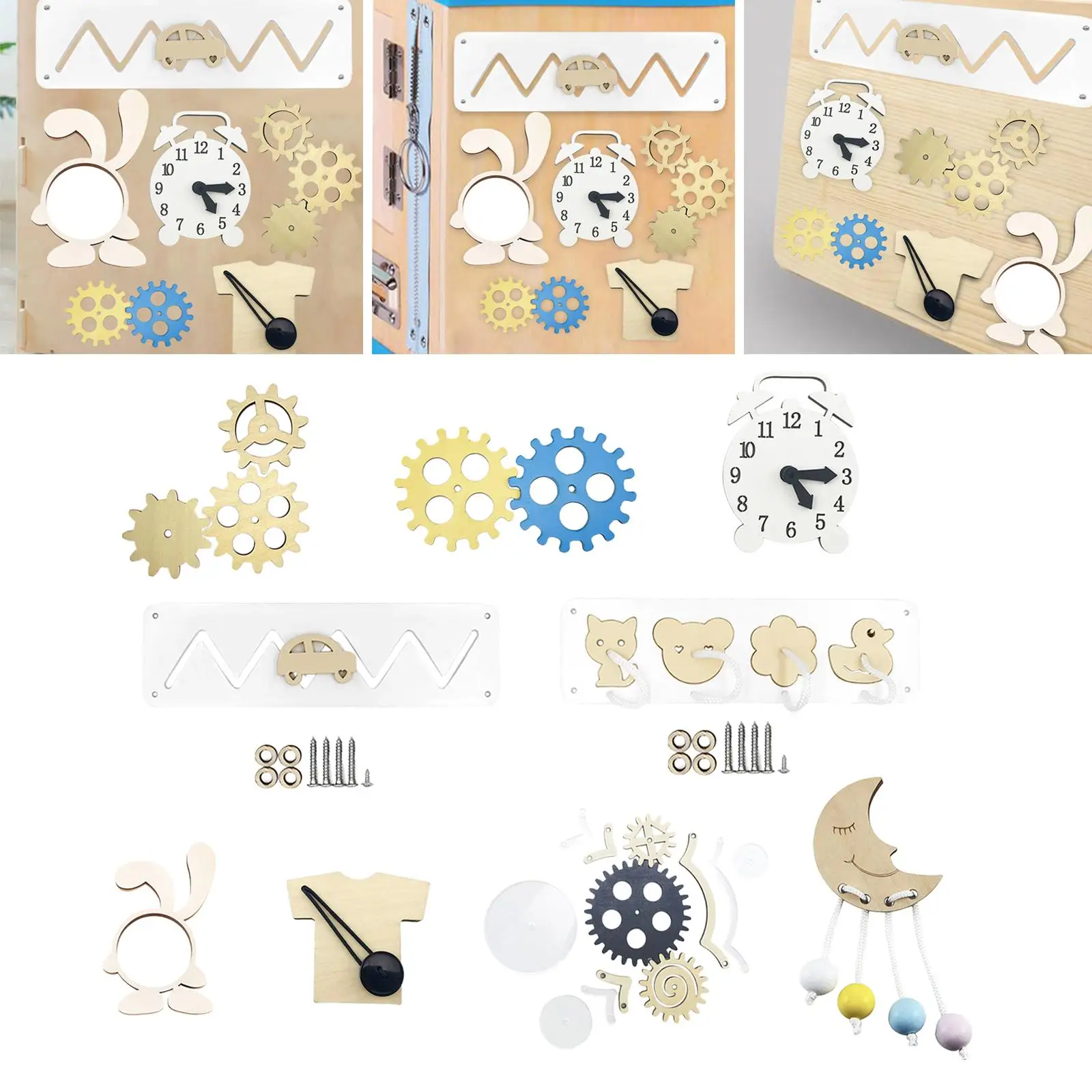 Papan Sibuk Kayu DIY Aksesori Mainan Keterampilan Belajar Perkembangan Montessori