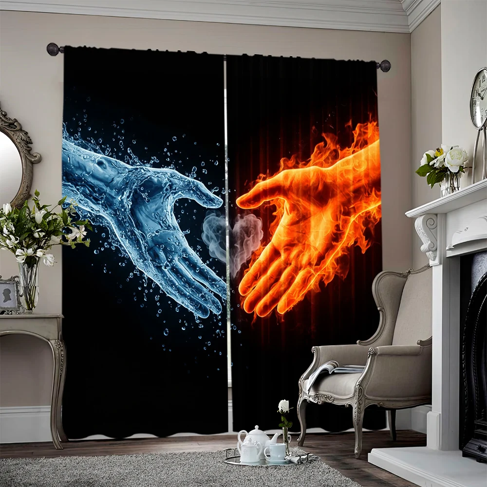 

2pcs, spring summer Curtains Love in both hands Yarn Curtains Durable 100% Polyester Fabric Holiday Ldeal for Kitchen Living