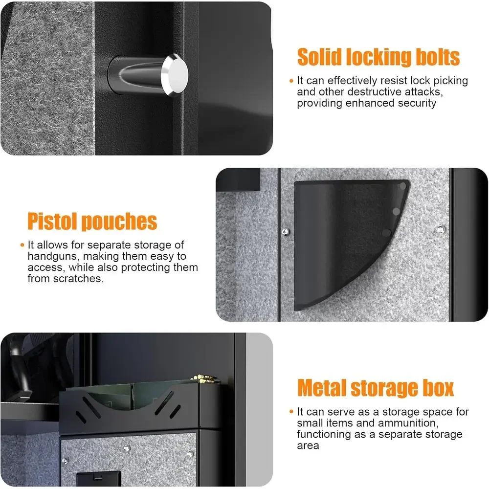 Biometric Safe with Heavy Duty Fingerprint Lock, LCD Keypad, Silent Operation, Adjustable Gun Slots