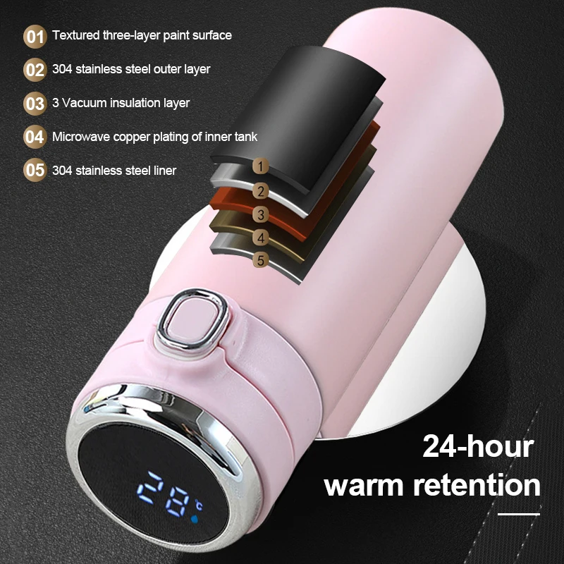 420ml Stainless Steel Temperature Display Thermal Mug Smart Thermos Bottle Coffee Tea Thermo Bottle Christmas Gift Water Bottle