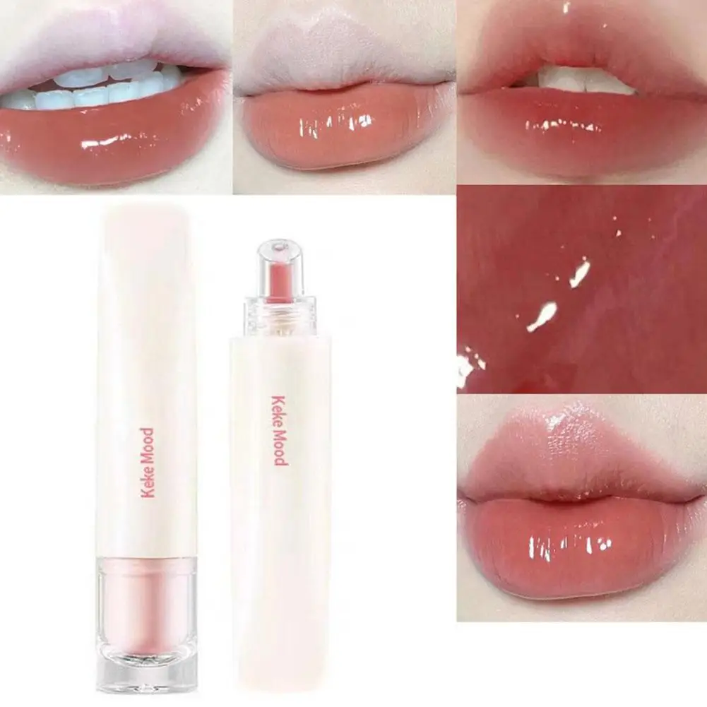 Lápiz labial de gelatina transparente Icy, bálsamo labial tintado de cristal, brillo antigrietas, colores de melocotón, reparador de labios, 4 cosméticos I0p2