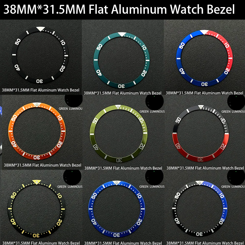 38mm 31.5mmAluminum Watch Bezel Insert Ring For SKX Double Sided Tape Accessories Green Black Blue Red