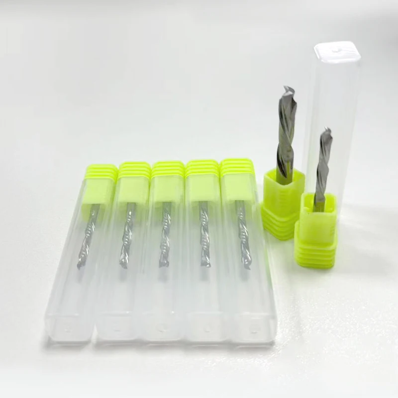 10Pcs 3.175 4 6mm UP And DOWN Cut Two Flutes Spiral Carbide Mill Tool Cutters for CNC Router Compression Wood End Mill Cutter