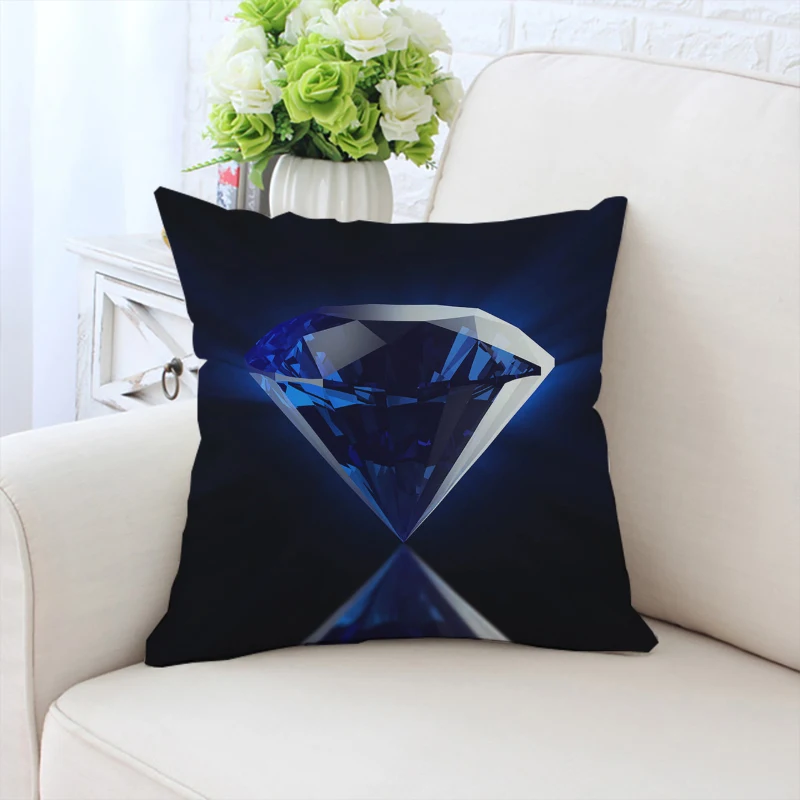 Sparkling diamond pillowcase with double-sided printed sofa cushion cover, office chair waist support, custom pillowcase 45x45cm