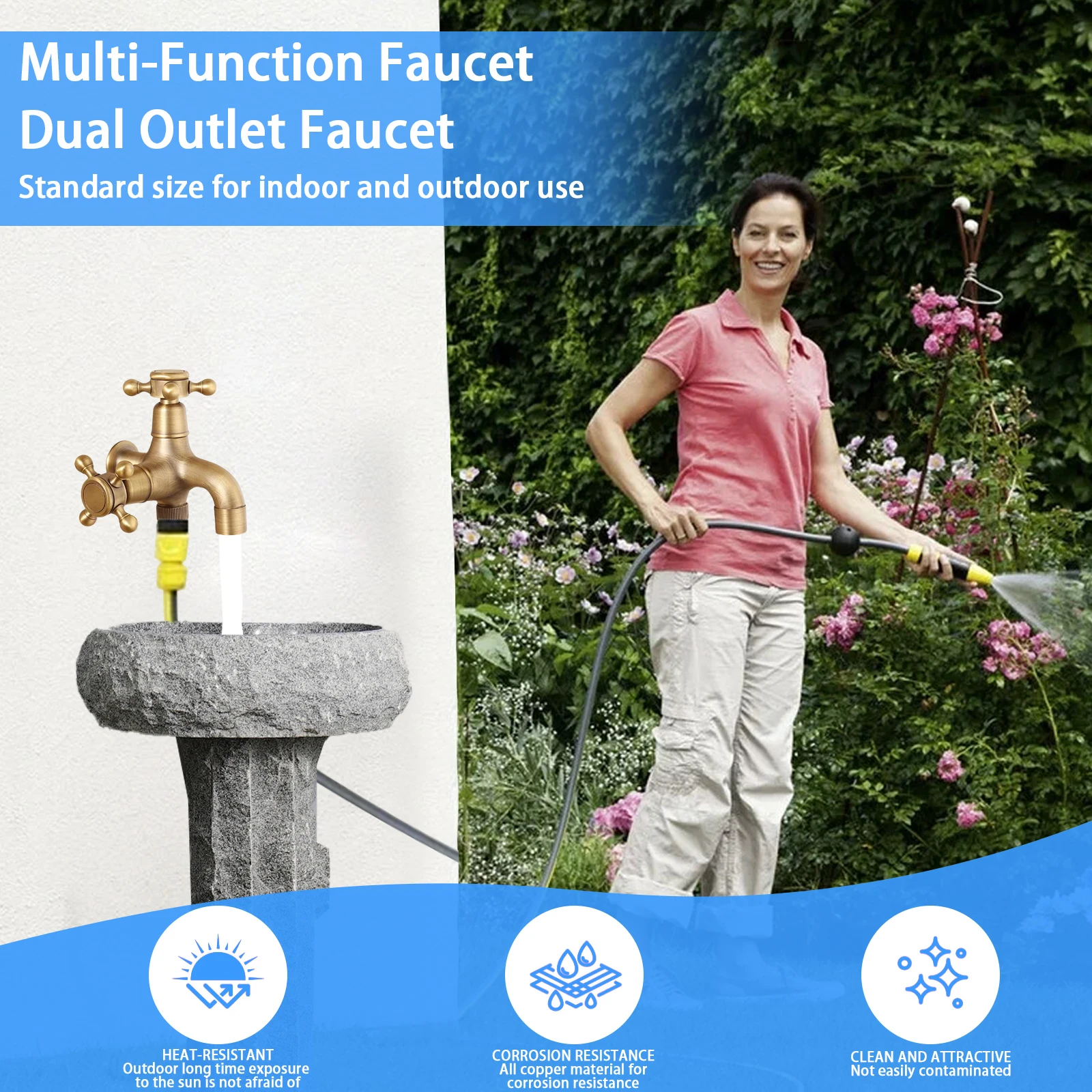 

Gold Brass Retro Small Pool Tap Top Performance Water Faucet Tap Wall Mount Selection For Garden Areas Garden Faucet
