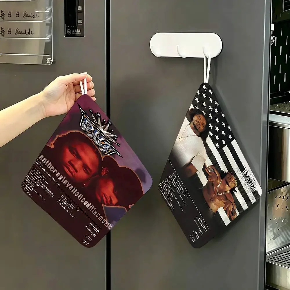 Hip Hop Group O-OutKast Polyester Cotton Hanging Kitchen Towel, Absorbent Hand Wiping Cloth For Daily Cleaning Drying