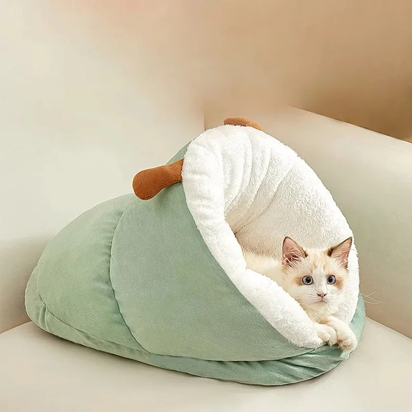 Cama Dobrável e Lavável para Animais de Estimação, Formato de Coração, Confortável, Adequada para Gatos, Pelúcia Macia para Uso Interno no Inverno