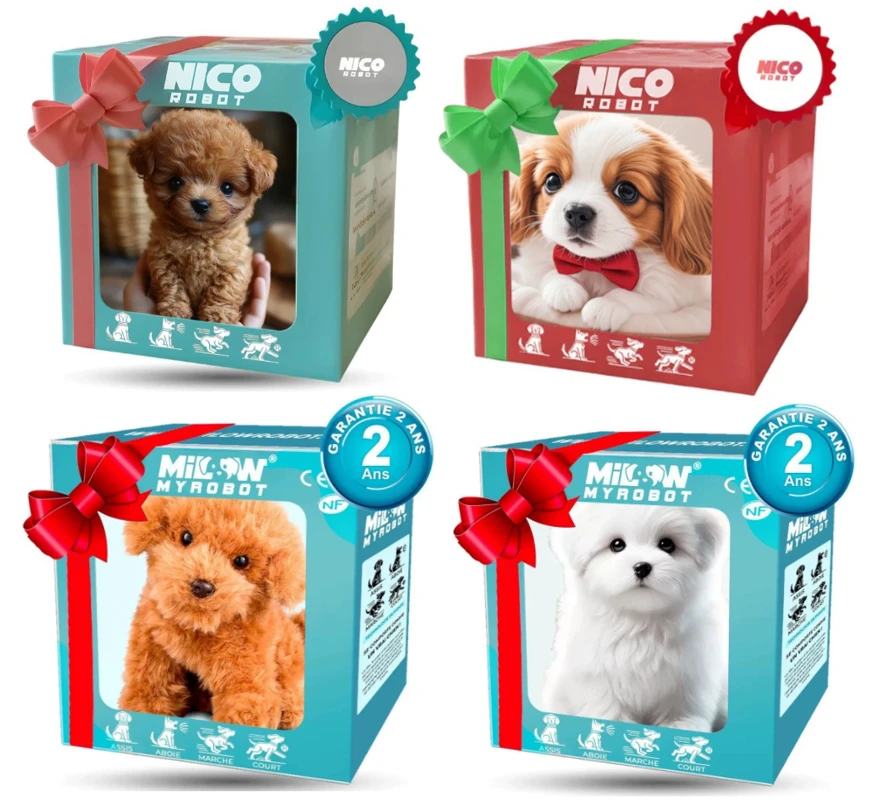 2025 Lopende blaffende teddy hondenspeelgoed Elektrische pluizige puppy met 8 geluiden, realistische huisdiersimulator Kerstcadeau Leeftijd 3+