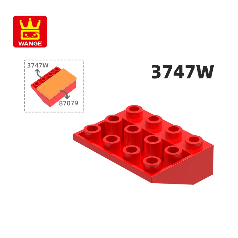 WANGE 3747W  100g/32PCS 4 holes in the reverse oblique Compatible with Block Moc Color City Accessories Parts