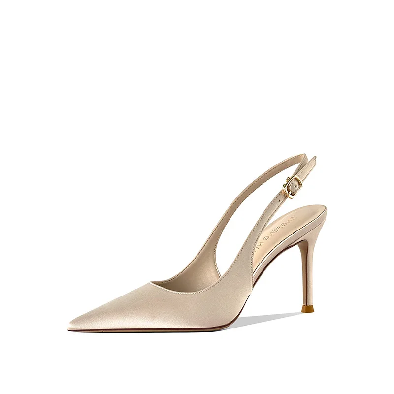 2026 Summer New Pointed Head Shallow Mouth One-word Buckle Strap Thin Heel Sandals Women's Bag Head Empty High Heels