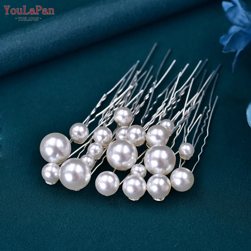 YouLaPan U Shape Hair Pin for Woman Pearls Bridal Hair Clip Party Wedding Hair Accessories Bridesmaid Girl Hairpin Set HP536