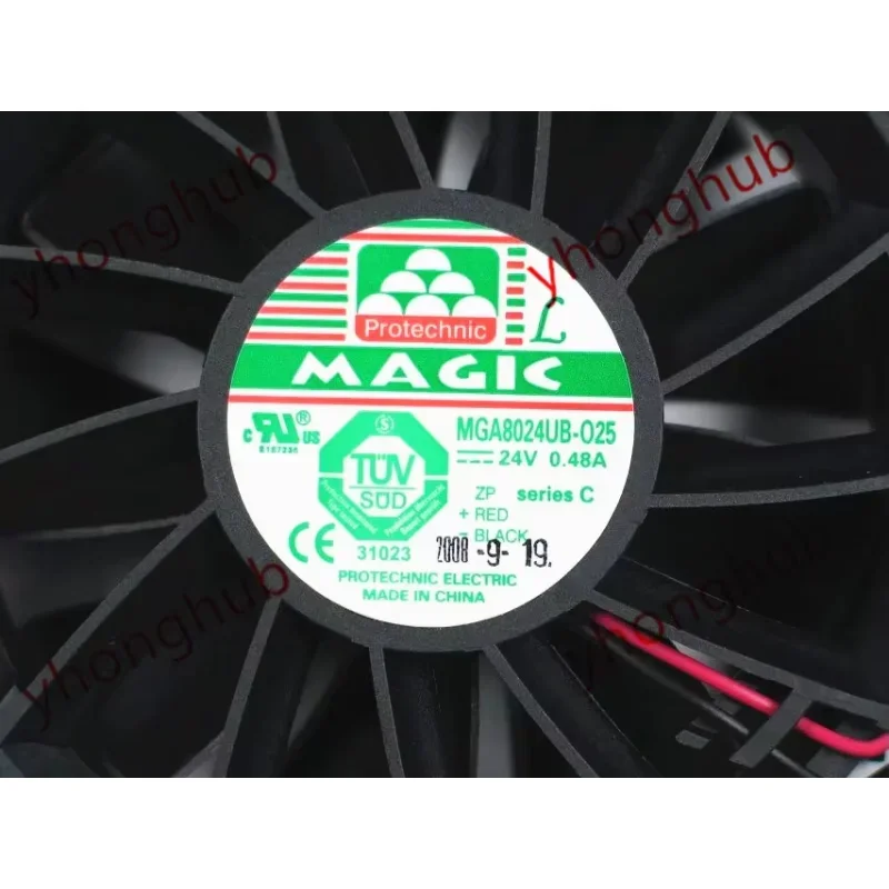 MAGIC MGA8024UB-O25 DC 24V 0.48A 2-Wire 80x80x25mm مروحة تبريد الخادم