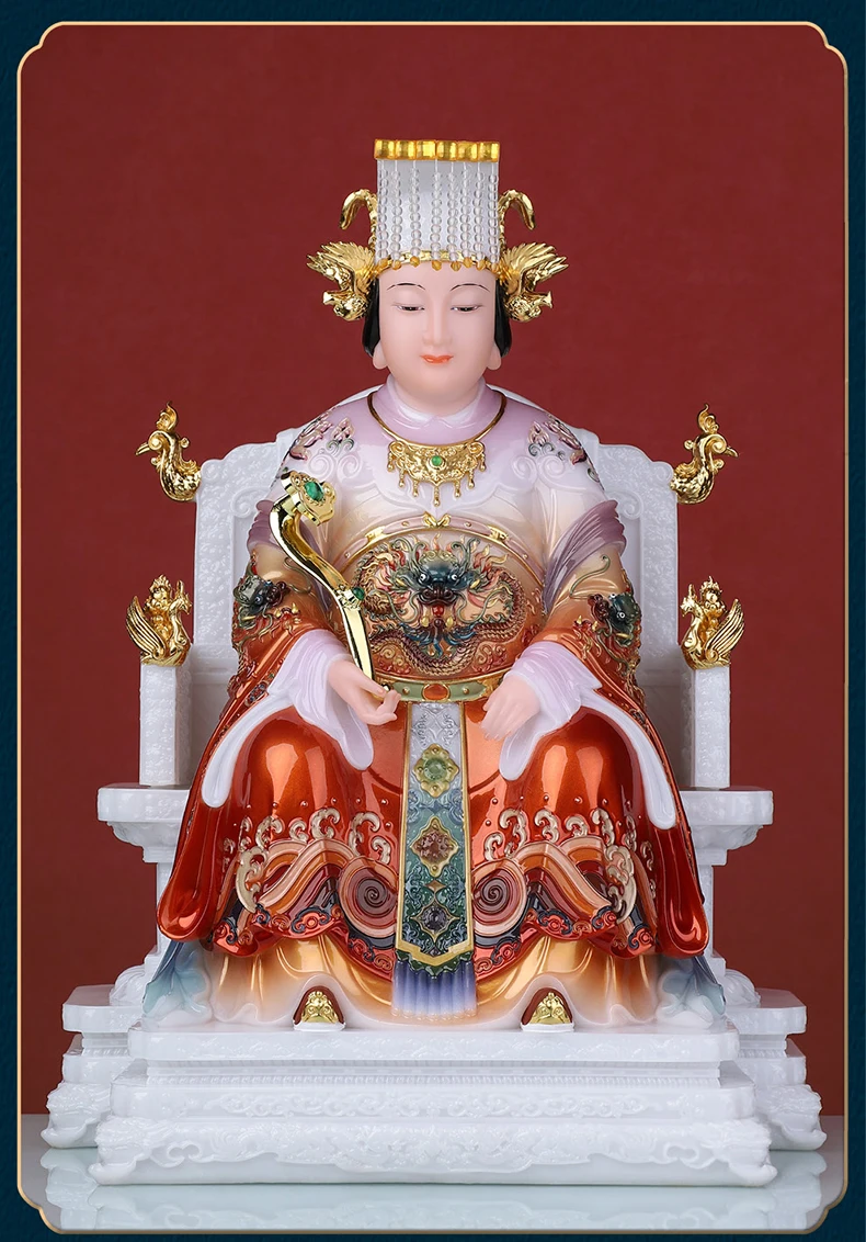LTT white marble, Our Lady in the sky, Queen of the Sea God statue ornament, Buddhist hall home offering