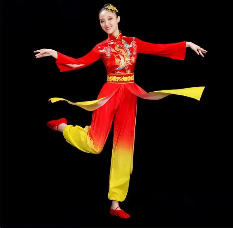 Chinese Style Drum Dance Performance Suit, Modern Dragon Dance Adult Set