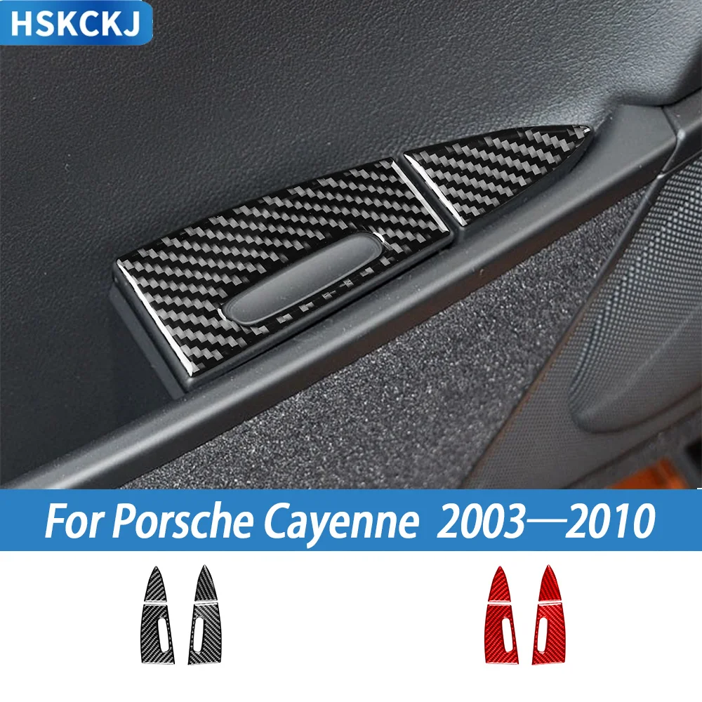 

For Porsche Cayenne S GTS Turbo 2003-2010 Carbon Fiber Car Interior Decoration Rear Door Ashtray Trim Sticker Accessoire Voiture