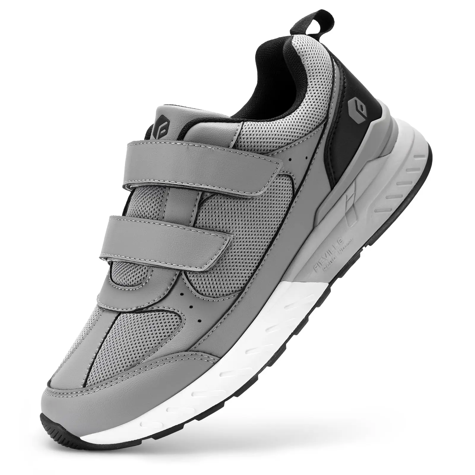 FitVille Wide Toe Box Walking Shoes For Men Hook And Loop Orthopedic Comfortable Sneakers For Swollen Feet Neuropathy