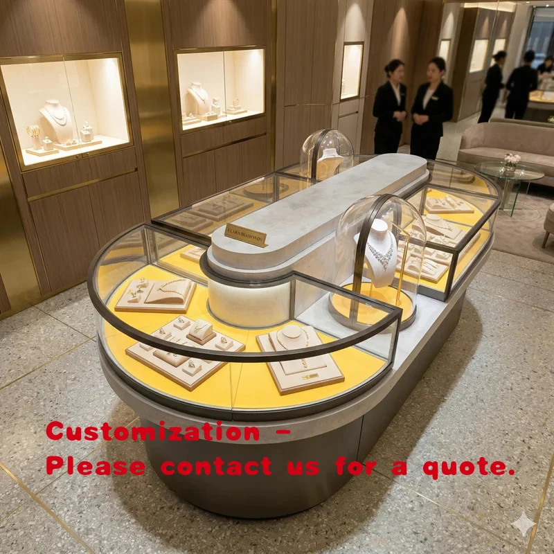 

custom.Custom Curved Island Jewelry Store Display Showcase Semi-Circular Glass Gems Presentation Counter Retail Boutique