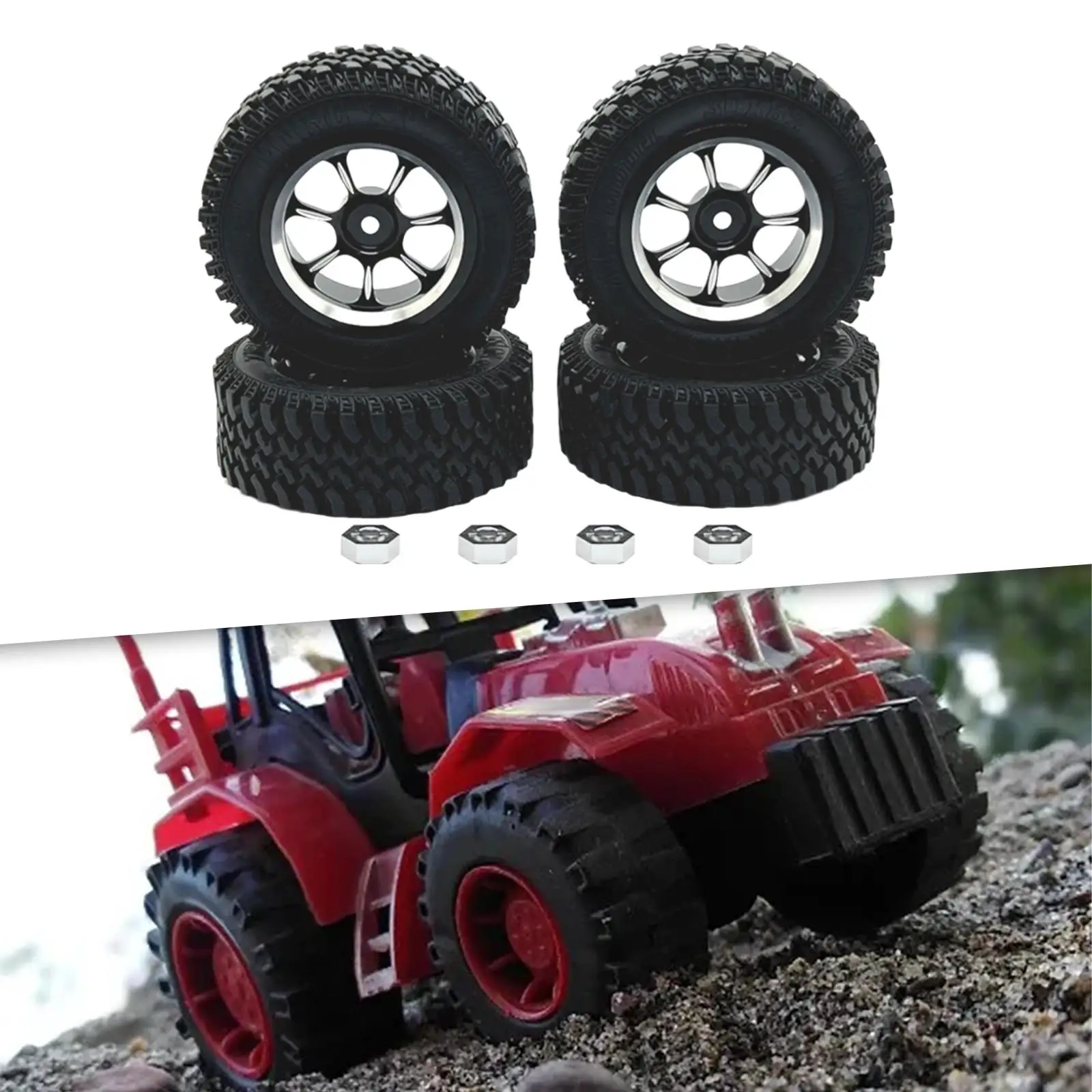 4 pezzi ruote e pneumatici per auto RC pneumatici per auto cingolate RC per MN128 MN86 1/12 RC Car Argent