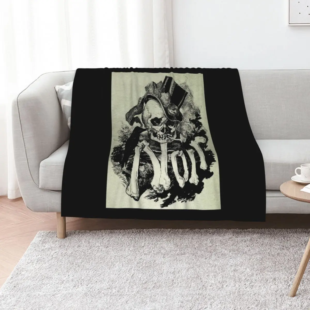 GREAT FILM NOIR SKULL IMAGE! Throw Blanket Moving Summer warm for winter Plush Camping Beautifuls Blankets
