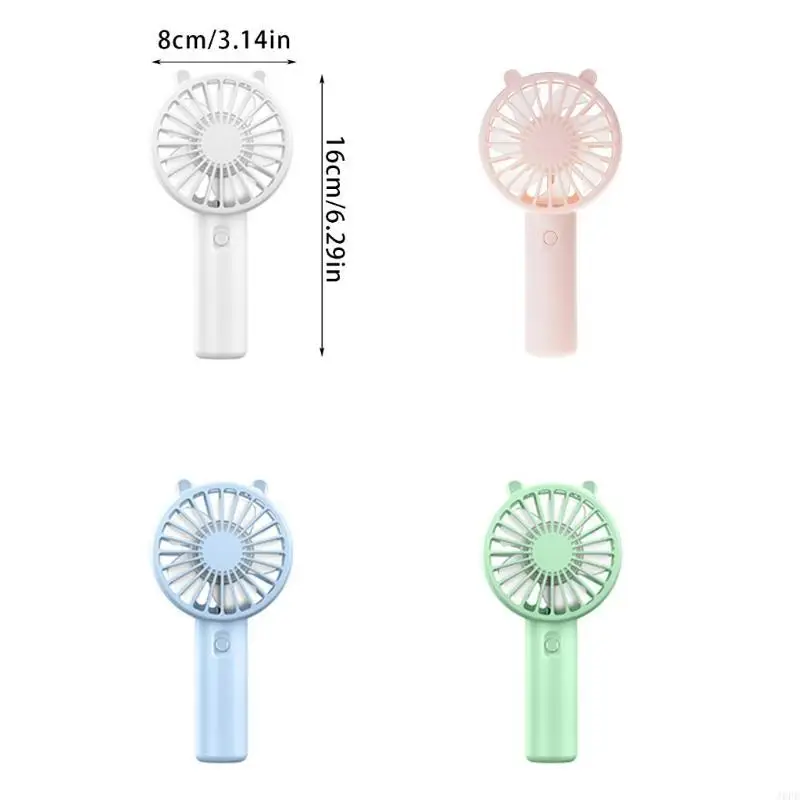 J6PE مروحة صغيرة باليد مع 3 سرعات وبطارية مروحة USB القابلة لإعادة الشحن تعمل 300 مللي أمبير في الساعة