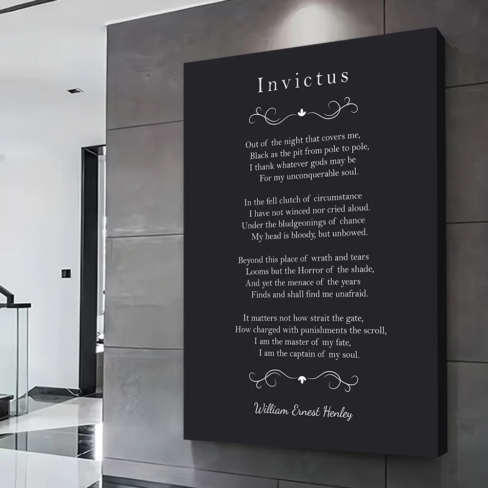 Invictus Poem Printing Poster Customizable Pictures Wall Art Canvas Painting Gift for Gaming Decoration Room Bedroom Decorations