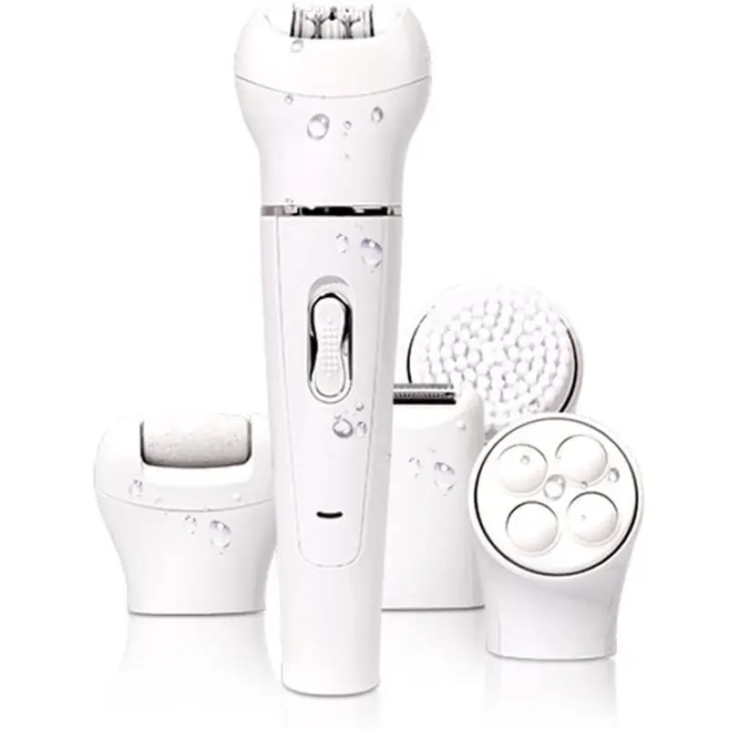 Women\'S Electric Waterproof 5-In-1 Cleaning Brush Massager Hair Remover Shaver, And Other Beauty Equipment