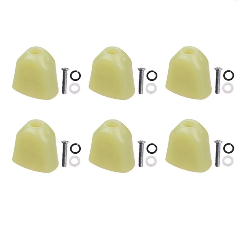 6pcs Wooden folk Electric Guitar Tuners handle Button head hat handle Plastic Trapezoid  hand Green