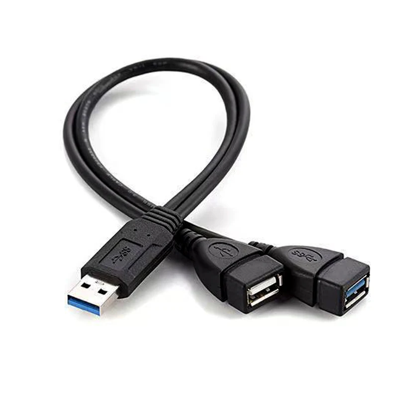 1PCS Universal USB 3.0/2.0 Male To Dual USB 3.0 Female Jack Splitter 2 Port USB Hub Data Cable Adapter Cord For Laptop Computer