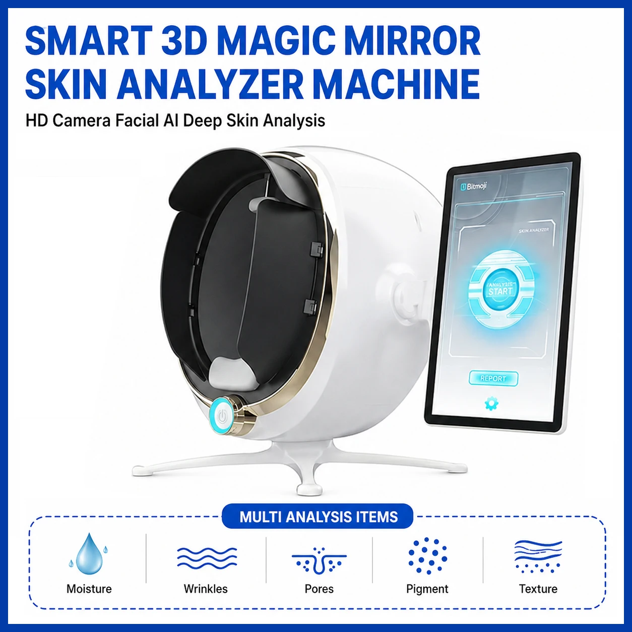 New AI 3D Facial Skin Analyzer Smart Magic Mirror Digital Detector Intelligent Imaging Deep Skin Scanner Care Facial Analyzer