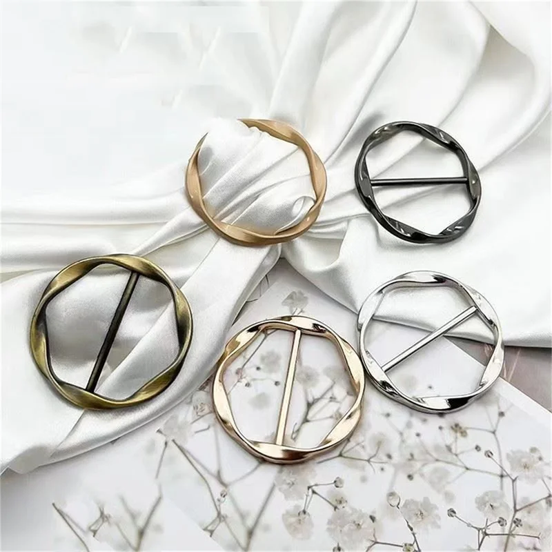 Round Metal Hijab Silk Scarf Ring Clip Button Shirt T-shirt Fixed Holder Shawl Buckle Simple Korean Version Decorative