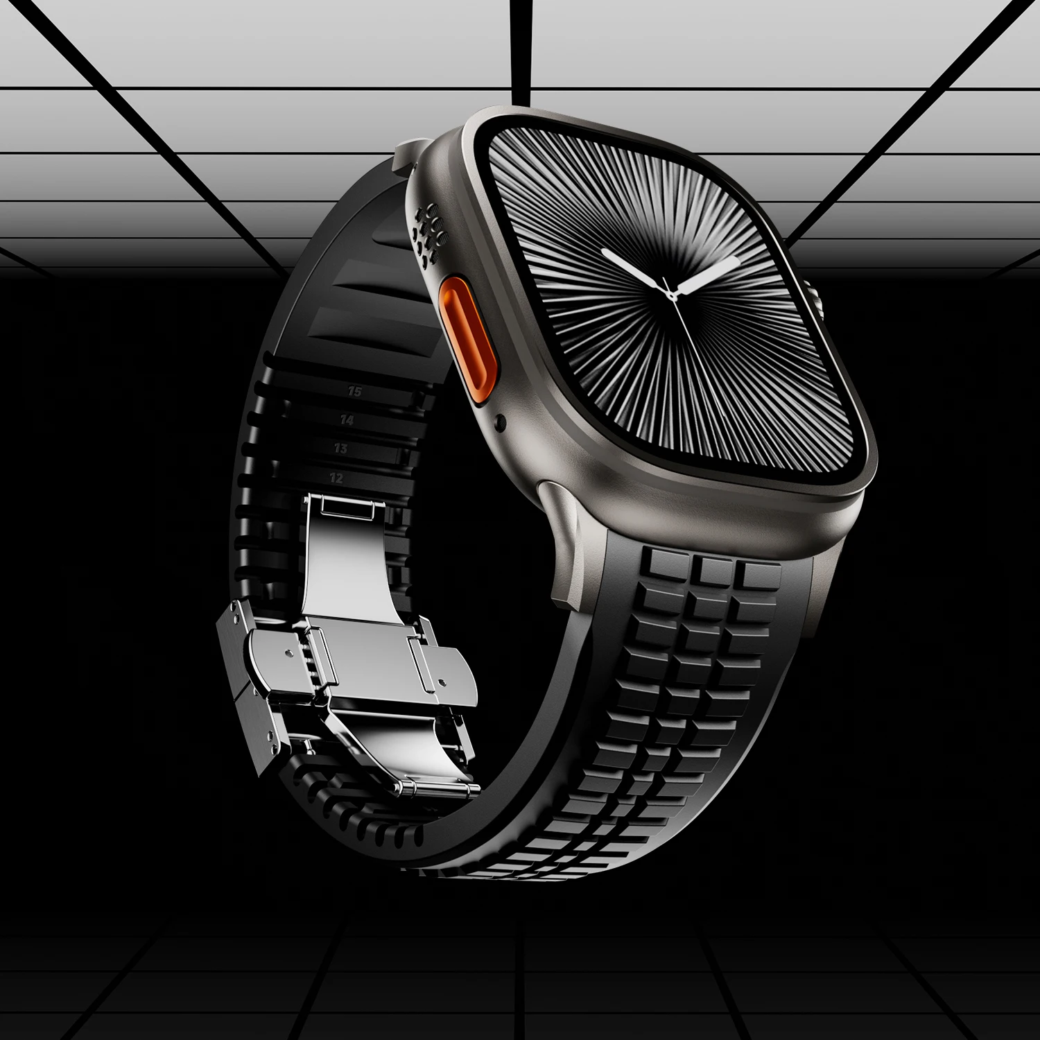 

Luxury Sports Band for Apple Watch 46mm 45mm 44mm 42mm Rubber Strap for Iwatch Ultra2 1 49mm Series 10 9 8 7 Se 6 5 4 Bracelet