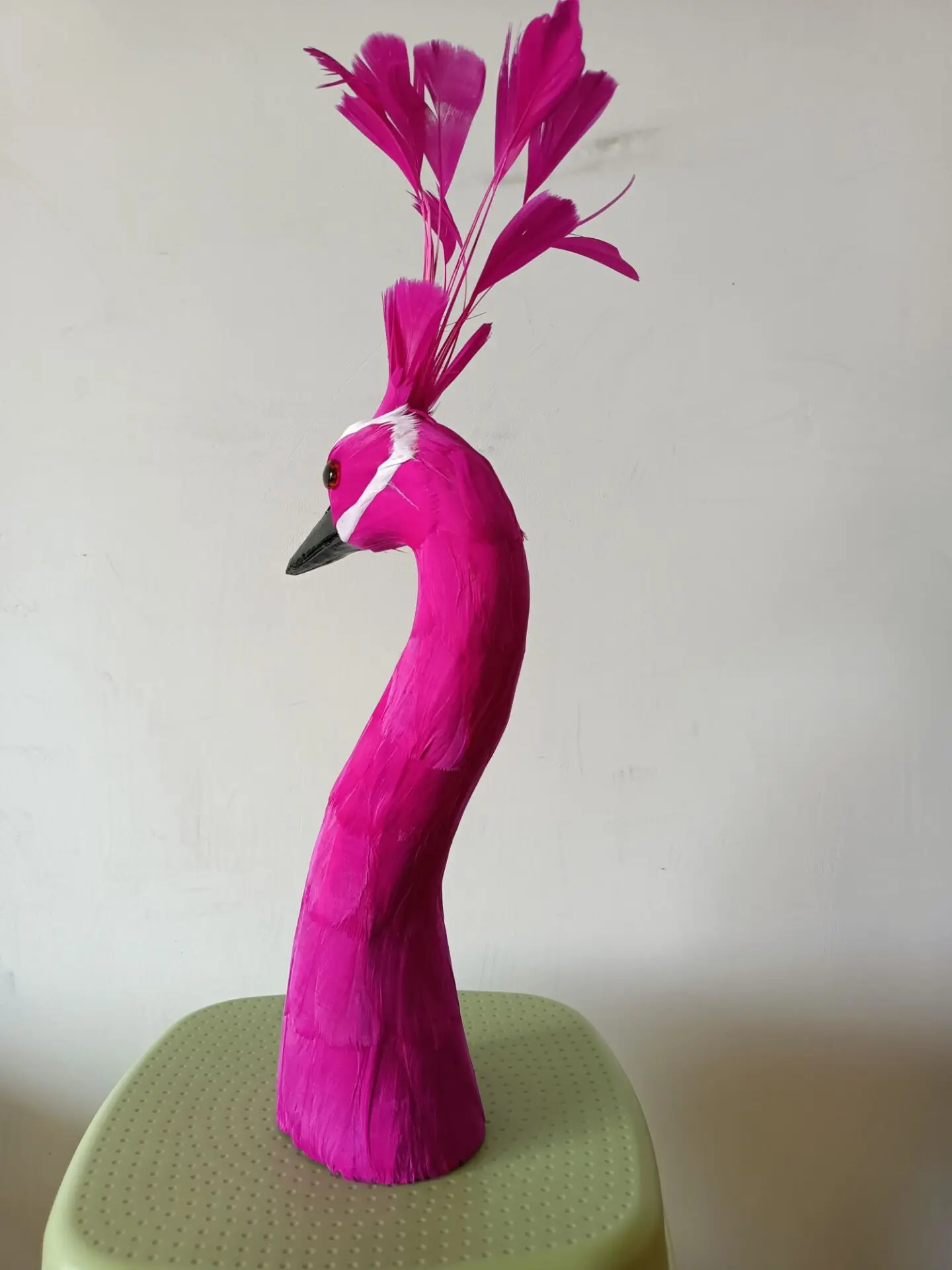 big simulation foam and feathers hot pink peacock head model garden home decoration about 38cm a2739