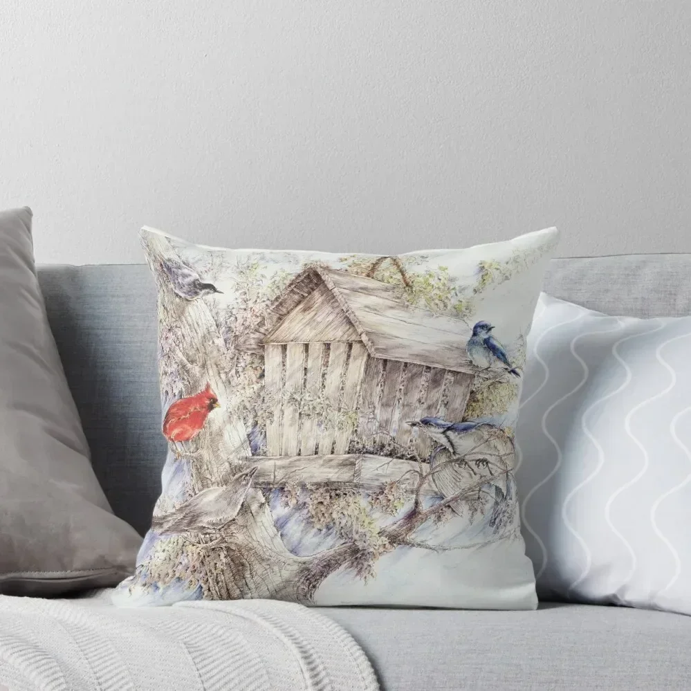 

Huddled Around the Feeder Throw Pillow home decor items ornamental pillows Sitting Cushion Pillowcase Cushion pillow