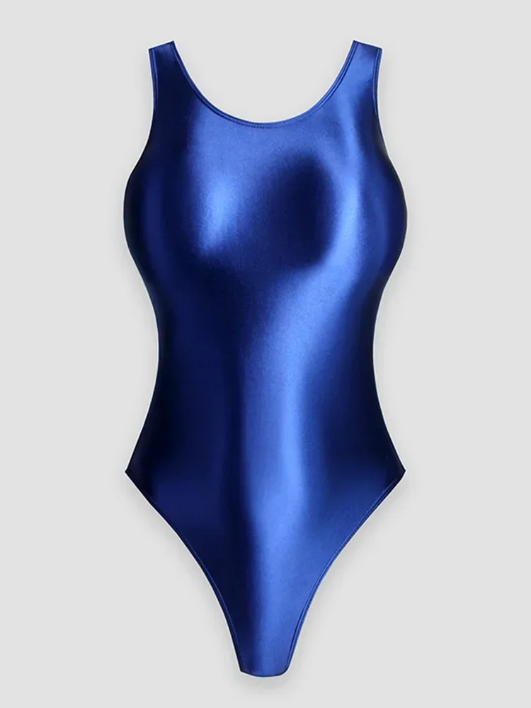 

Узкое боди для взрослых и женщин, комбинезон из глянцевого шелка, однотонный, с высоким вырезом, в форме шерпильки, гимнастический купальник, купальник, танцевальная одежда