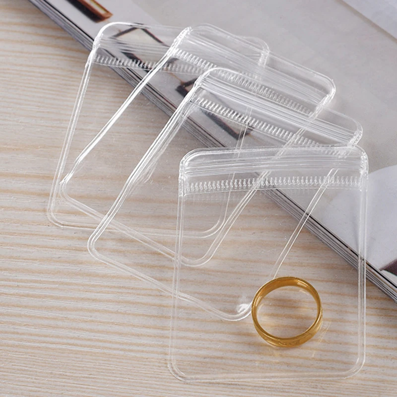 20Pcs Transparent PVC Jewelry Pouches Bags Anti-Oxidation Zip Lock Storage Bag for Earring Necklace Bracelet Display Packaging