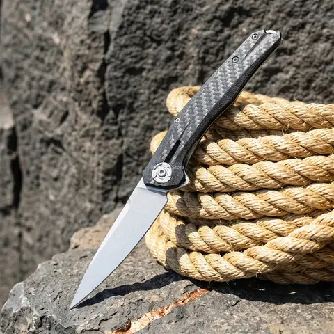 ZT 0707 Lightweight Outdoor Tactical Folding Knife Premium D2 Steel Blade Carbon Fiber Handle EDC Camping Hunting Essential Tool